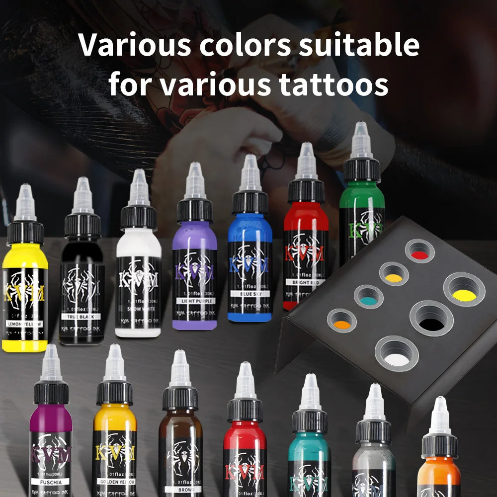KVM 30ml/1oz 14-colors Tattoo Ink Pigment Body Art Tattoo Kits Professional Beauty Paints Makeup Tattoo Supplies Semi-permanent