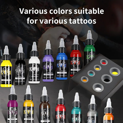 KVM 30ml/1oz 14-colors Tattoo Ink Pigment Body Art Tattoo Kits Professional Beauty Paints Makeup Tattoo Supplies Semi-permanent