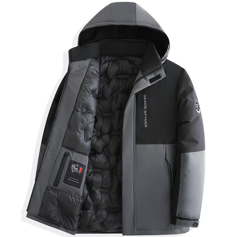 Herr Lång Vinterjacka Parkas med Huva – Varm Vindskyddande Vattentät Outwear, 2 Färger, Storlek XXS–5XL