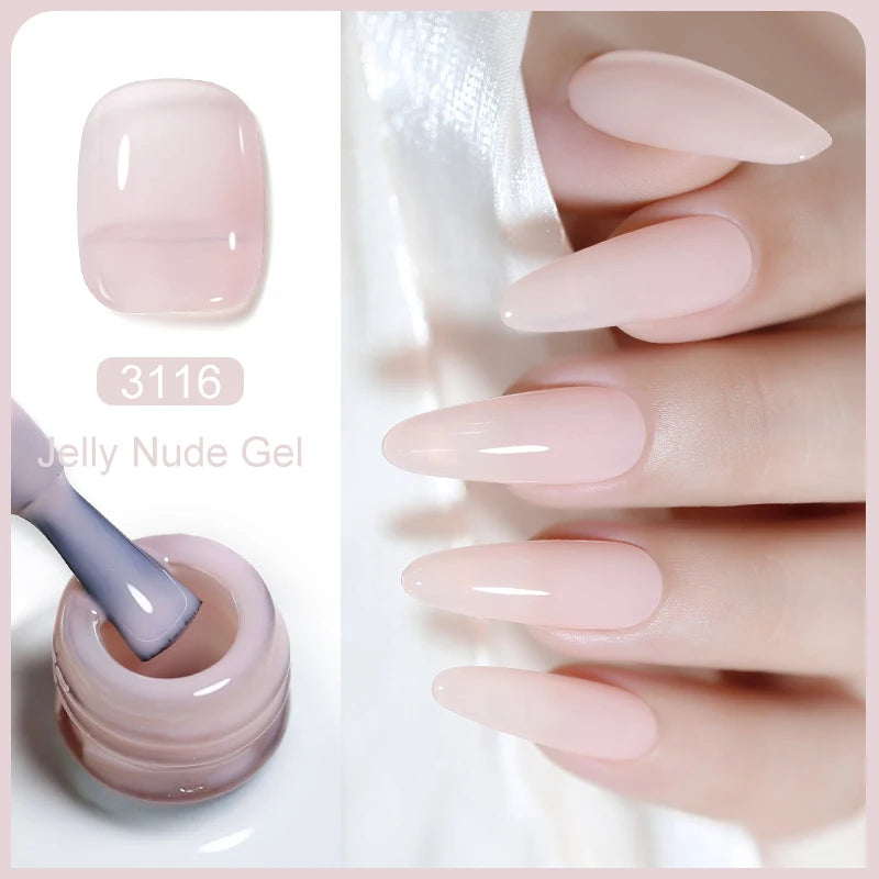 Clou Beaute Transparent French Gel Polish Translucent Nude Pink Red Jelly Glass Milky White Varnish Rainbow Color Nail Art