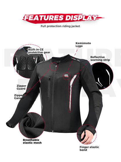 Motorcycle Riding Jacket Summer Breathable Men Women with 7Pcs Set CE Protective Gear Soft Mesh Body Protector Moto  Equipment