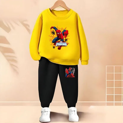 2026 Spring Autumn Children's Hoodies Sets Boys Cartoon print Pullover and Long Pants Two Piece Set Kids Casual Thin Tracksuit