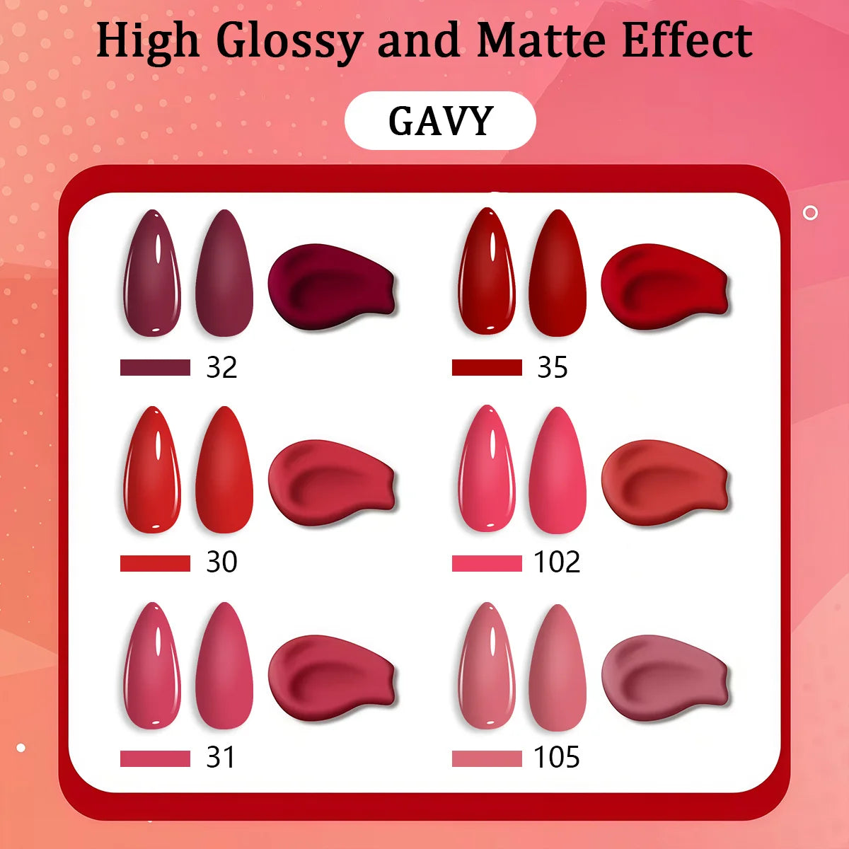 GAVY 6pcs Gel Polish Starter Kit - Permanent Nail Polish Set Glossy Suitable for DIY Manicure, Spring Summer Nail,