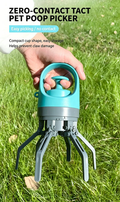Portable Dog Pooper Scooper Waste Pick-up Outdoor Cleaner Builtin Garbage Bag Handheld Poop Grabber No Touch Design for Pet Use