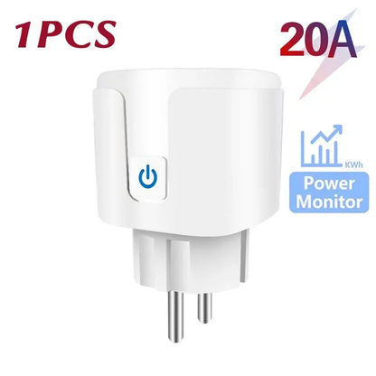 WiFi Smart Plug 16A/20A EU Smart Socket With Power Monitoring Timing Function Works with Tuya Smart Life App Voice Control