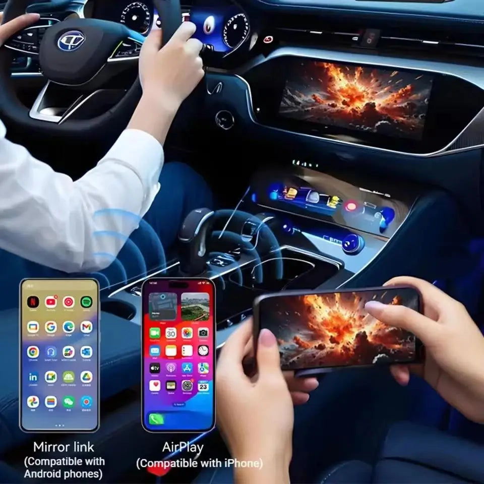 TrolinkTek 4 In1 Wireless CarPlay Adapter Car Intelligent System Android Auto Connect Airplay Mirror Link Screen Fast Connect