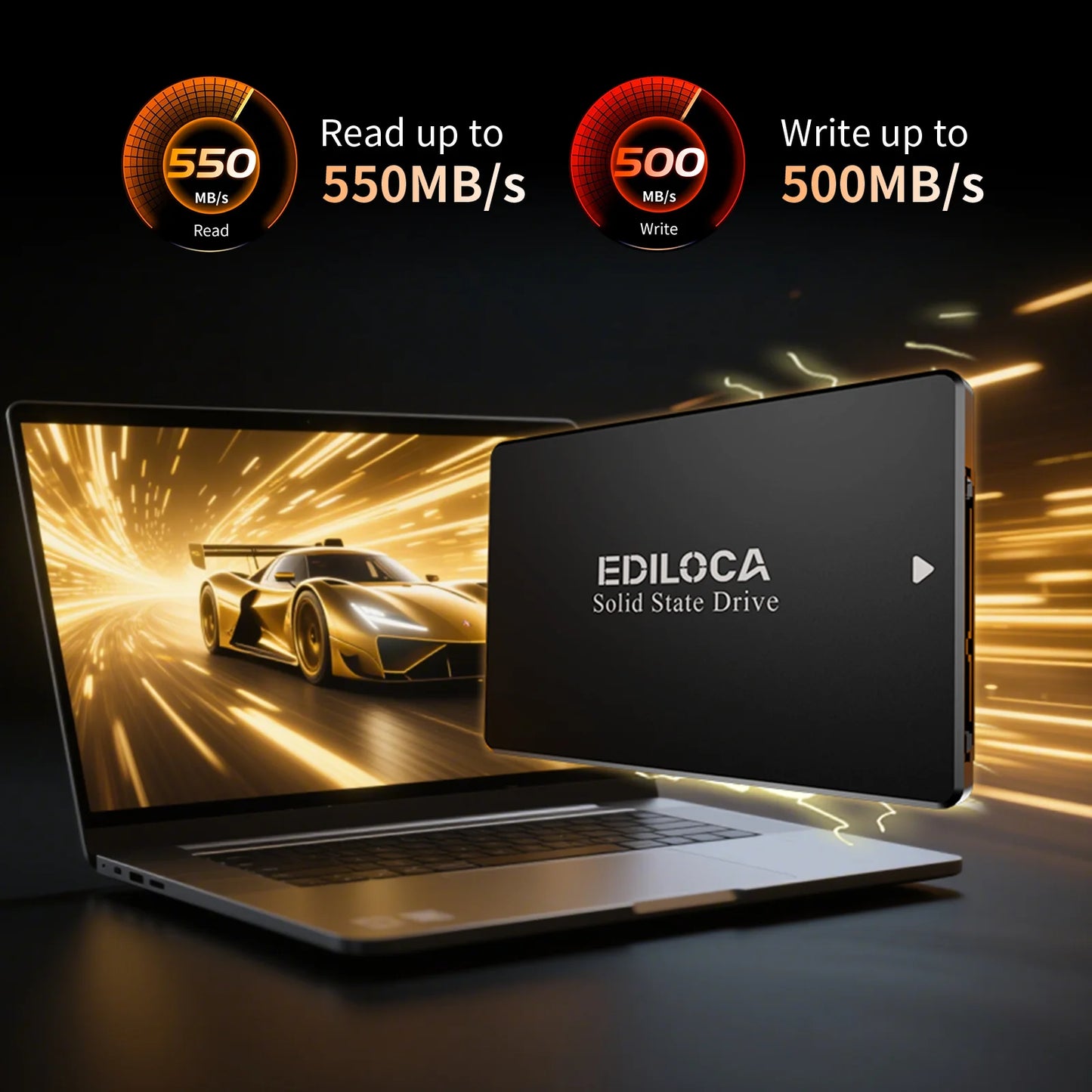 Ediloca ES106 M.2 SATA SSD 6Gb/s NVME 550 MB/s 3D NAND TLC Internal Hard Drive for Ultrabooks Tablet Computers and Mini PCs