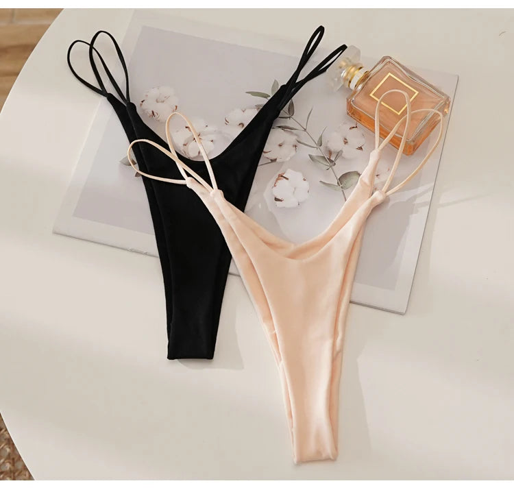 Meet'r Women Sexy Low Waist Thong Pantie Seamless Thin rope Underwear Female Solid Color G String Lingerie Temptation Bikini