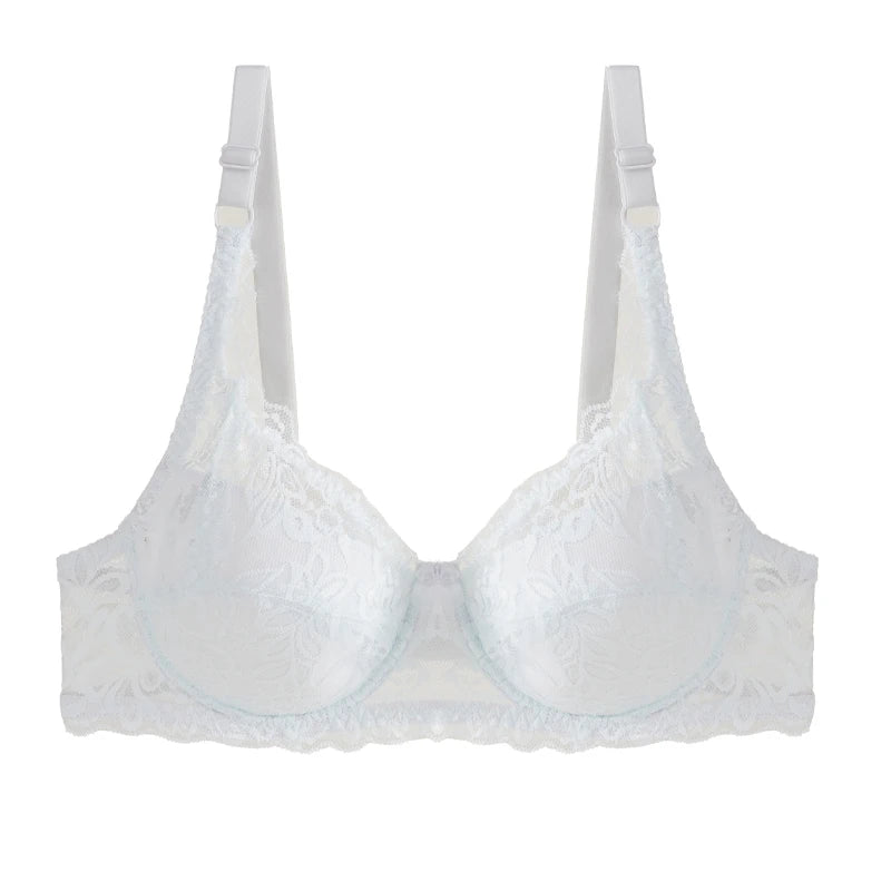 Women New Sexy Floral Lace Bras Comfort Breathable Underwear Brassiere Summer Thin Push Up Bras Solid Color Lace Bra