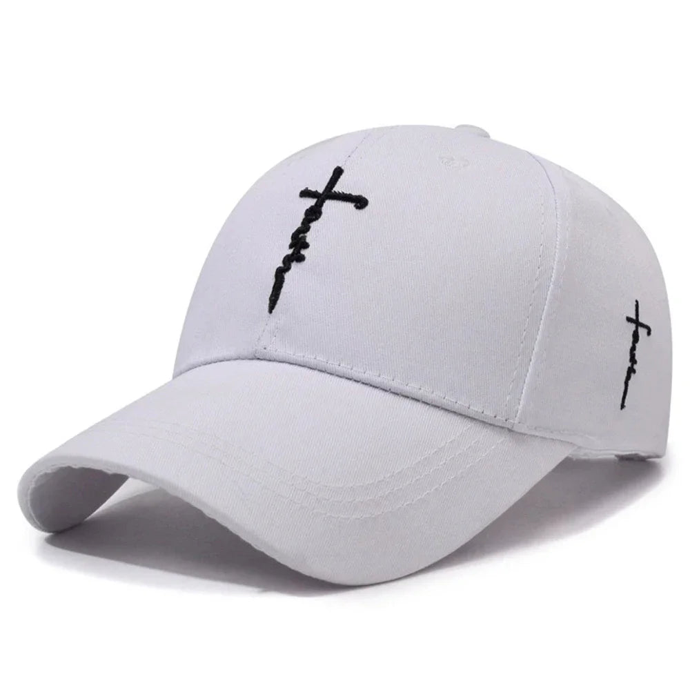 Casual Baseball Cap with English Cross Embroidery Adjustable Hat for Men Women Teens
