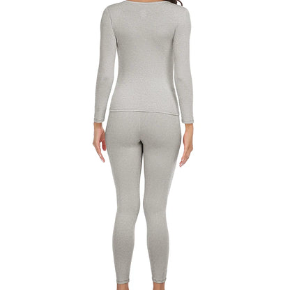Thermal Underwear Set for Women Long Johns Base Layer Set Warm Top Bottom for Winter Round Neck Lingerie