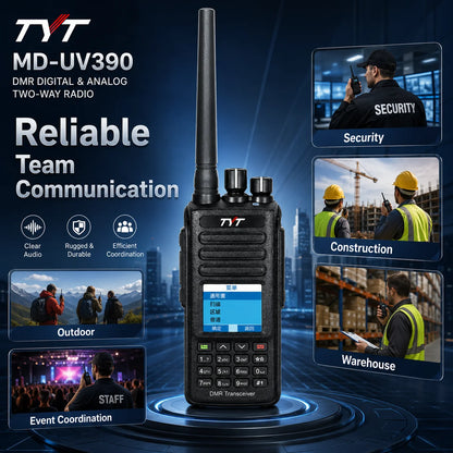 TYT MD-UV390 Dual Band DMR Two Way Radio VHF UHF Digital Analog Handheld Walkie Talkie GPS IP67 3000 Channels