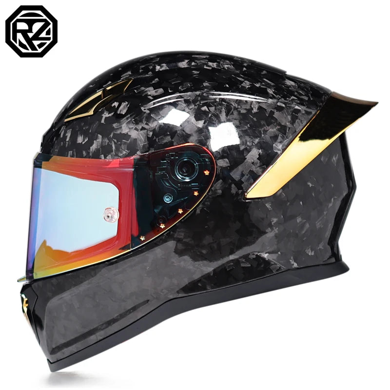 ORZ Carbon Fiber Motorcycle Helmets Men's and Women's Four Seasons Lightweight Helmets Motocross Color Lens Cosas Moto