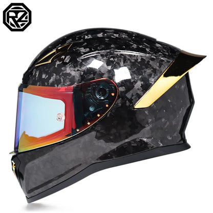 ORZ Carbon Fiber Motorcycle Helmets Men's and Women's Four Seasons Lightweight Helmets Motocross Color Lens Cosas Moto