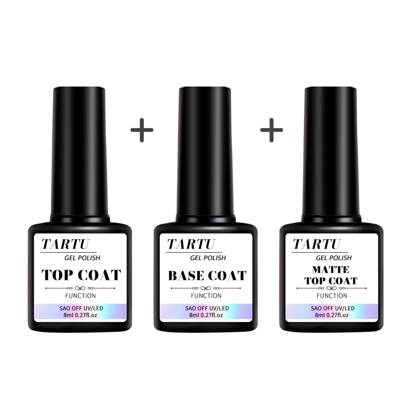 1pc/2pcs/3pcs 8Ml Functional Gel Nail Art Set with Base Coat and Diamond Top Coat,Matte Top ,Soak Off  for Nail Art Design Tool