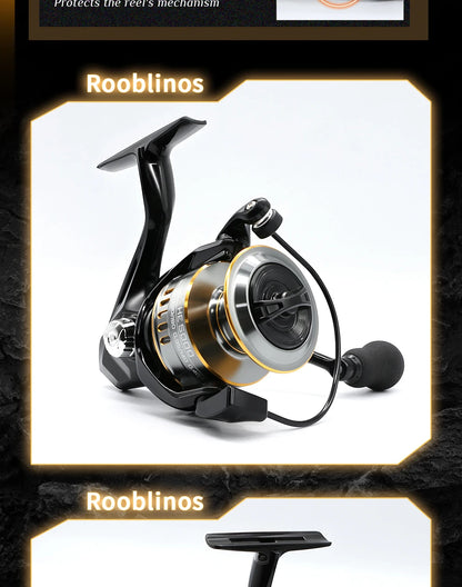 Rooblinos HE Spinning Reels Ultralight Metal 5.2:1 Gear Ratio 1000-7000 Saltwater Or Freshwater Big Max Drag Fishing Reels