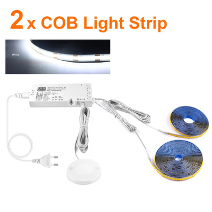 Smart Dimbar COB LED-list med Touchsensor – Varmvit/Neutralvit, 1–5m, Klippbar, Handsvep, EU/US-kontakt
