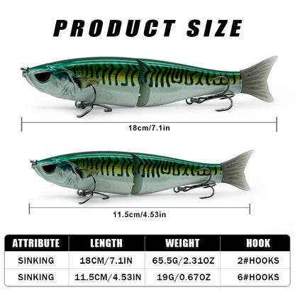 65.5g/19g Two Sizes of Bionic Multi-Section Lure Plastic Hard Baits for Submerged Sea Fishing, Suitable for All Sizes of Fish