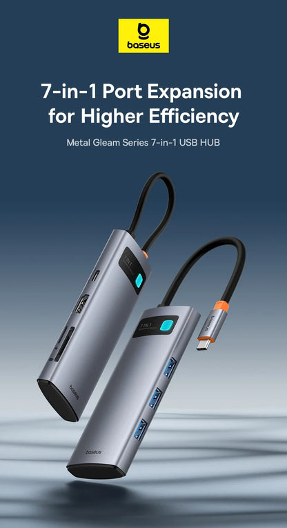Baseus 7-in-1 Gen 2 USB C HUB 4K@60Hz HDMI 3* USB 3.0 PD 100W Type C Port SD/TF Card Reader for Macbook iPad M2 M1 Steam Deck