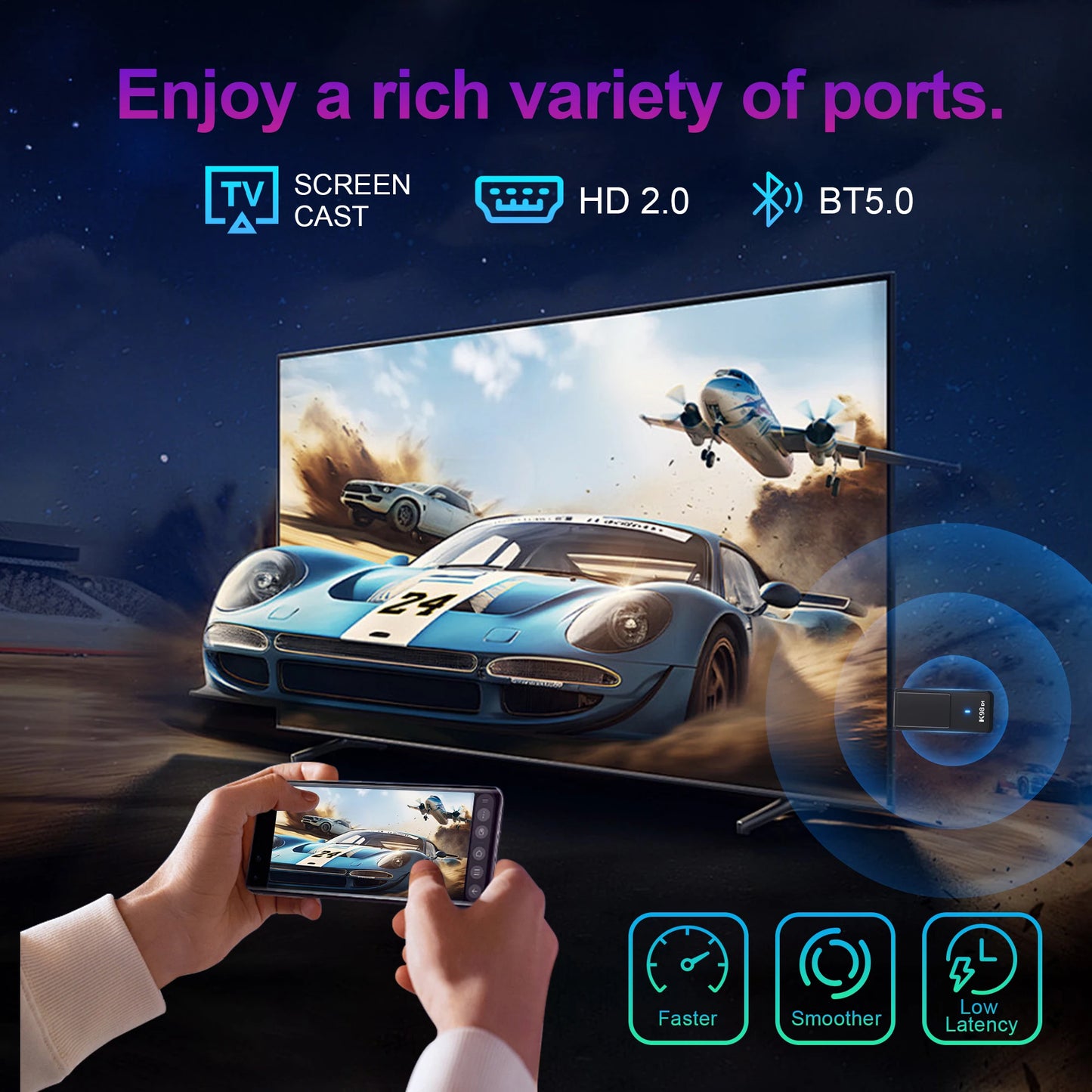2026 Android 14.0 TV Stick Kowankit K98D1 TV Box 4K HDR RK3518 Wifi6 BT5.0 2.4G 5G Smart TV BOX Voice Remote Set TOP Box