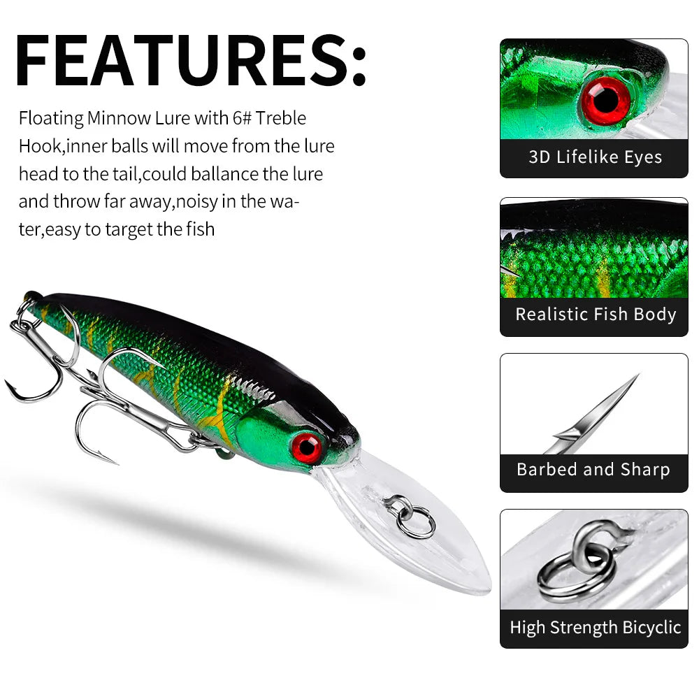 20PCS Suspending Jerkbait Minnow Lures – Slow Sinking Hard Bait with Treble Hooks for Bass Musky Zander Freshwater Saltwater