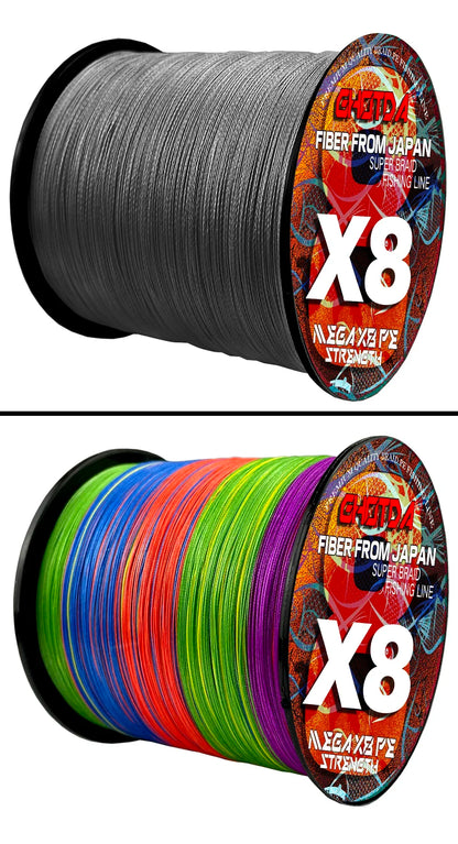 GHOTDA X8 Braided Lure Fishing Lines for JIG Pesca Carp Multifilament Fly Wire PE Line Saltwater 100M 300M 8kg-35kg Strong Cord