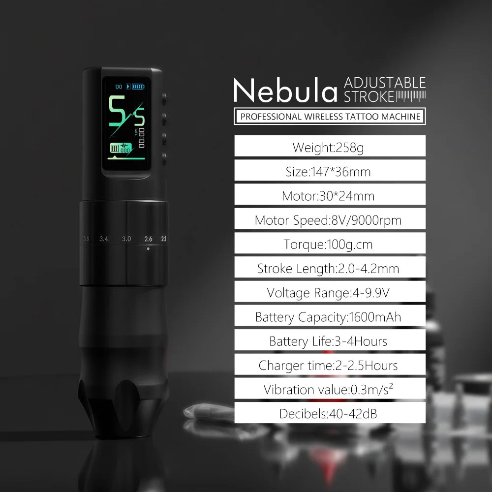 XNET Nebula Wireless Tattoo Machine Full Kit With Tattoo Printer 7 Strokes 1600mAh Battery Tattoo Set For Beginners for Tattoo