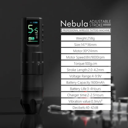 XNET Nebula Wireless Tattoo Machine Full Kit With Tattoo Printer 7 Strokes 1600mAh Battery Tattoo Set For Beginners for Tattoo