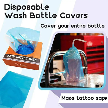 250pcs Tattoo Wash Bottle Bags and 250/500ml Tattoo Wash Bottle for Green Soap Bottle Cleaning Supply Tattoo Accessories
