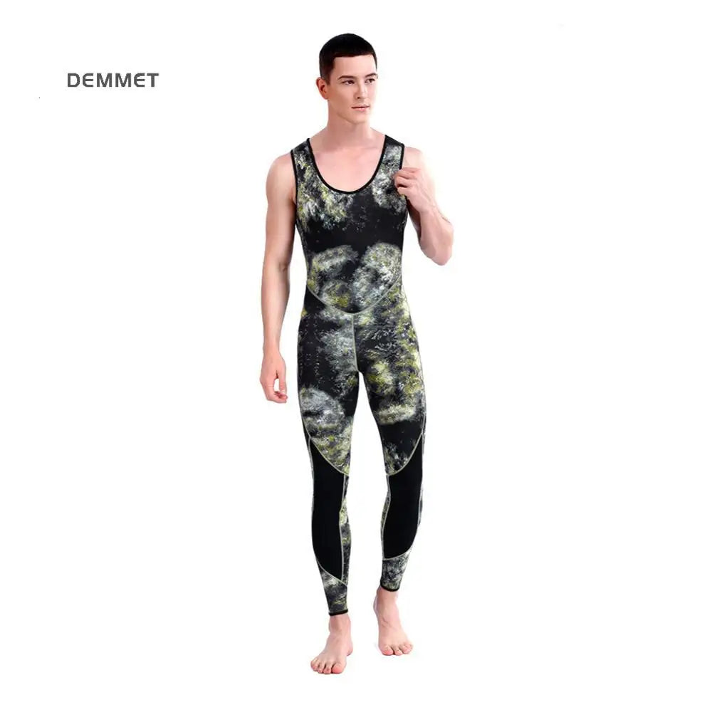 HOT 3mm Camouflage Wetsuit Long Sleeve Fission Neoprene Submersible Diving for Men Keep Warm Tops and Pants 2-pieces Sun Protect