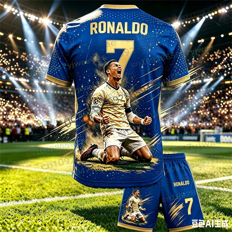New Special Edition No.7 Fans Football Jersey Tee Shorts Set Women Men Sportwear Summer Casual Kids Tshirt Set 2 Piece Set