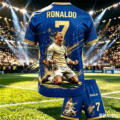 New Special Edition No.7 Fans Football Jersey Tee Shorts Set Women Men Sportwear Summer Casual Kids Tshirt Set 2 Piece Set