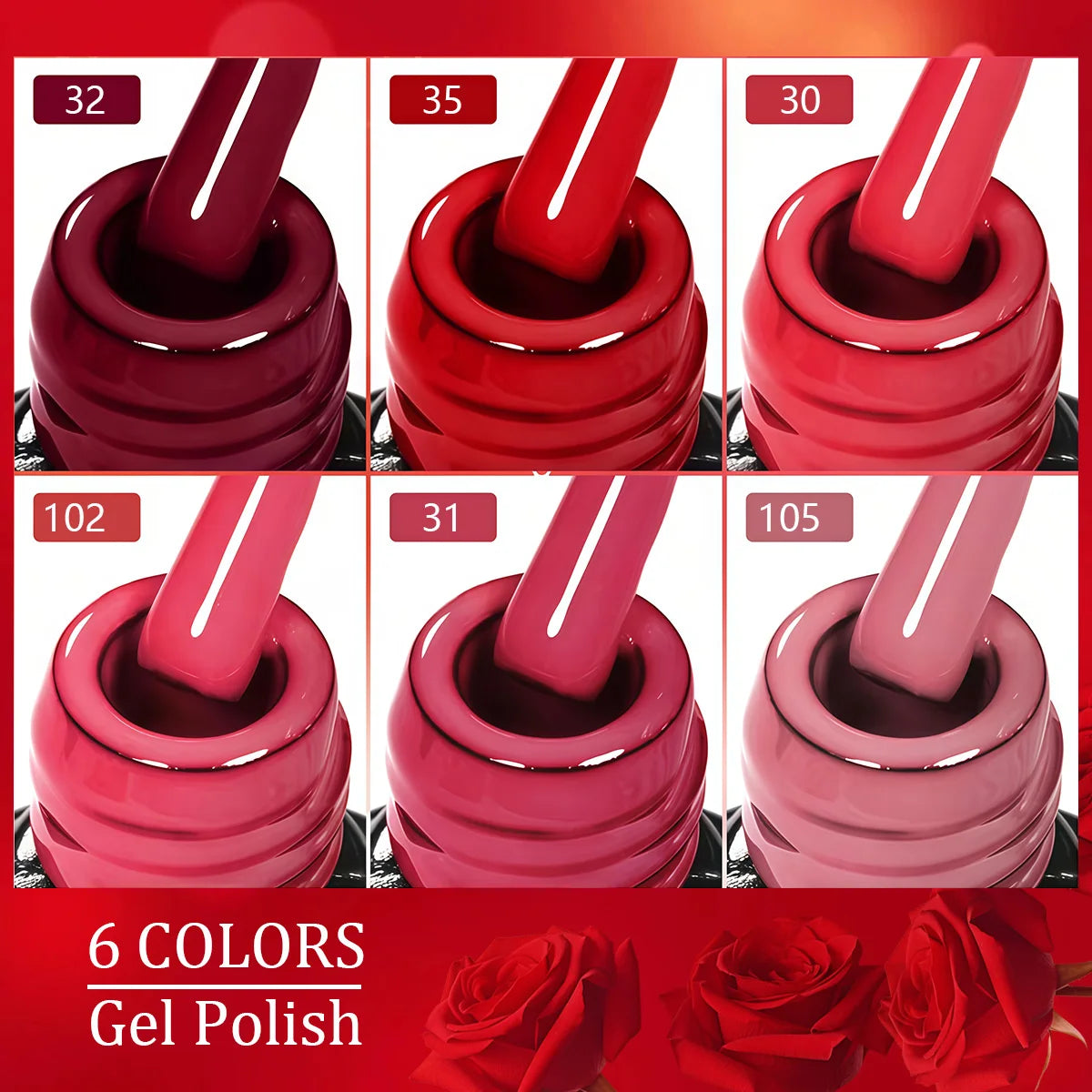 GAVY 6pcs Gel Polish Starter Kit - Permanent Nail Polish Set Glossy Suitable for DIY Manicure, Spring Summer Nail,