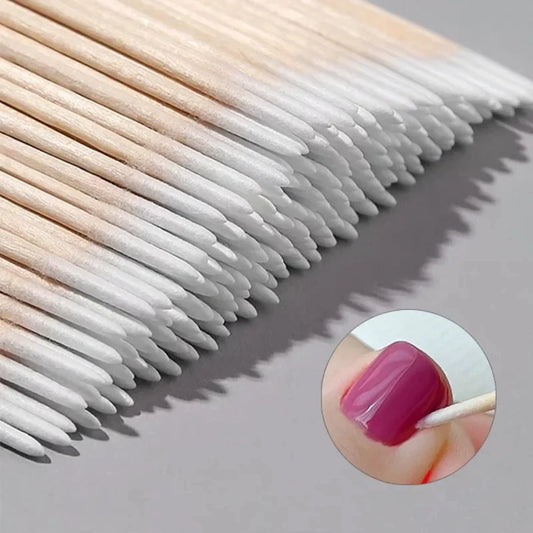 Nagelpinnar med Bomullstopp – Engångs Träpinnar för Nagellackskorrigering & Manikyr | 100/300/500/1000-pack