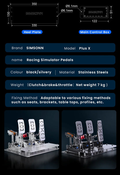 SIMSONN Plus X Sim Racing Simulator Pedal PC Simracing Pedals Support VAM Series Vibration Motor Driving Game Accessories