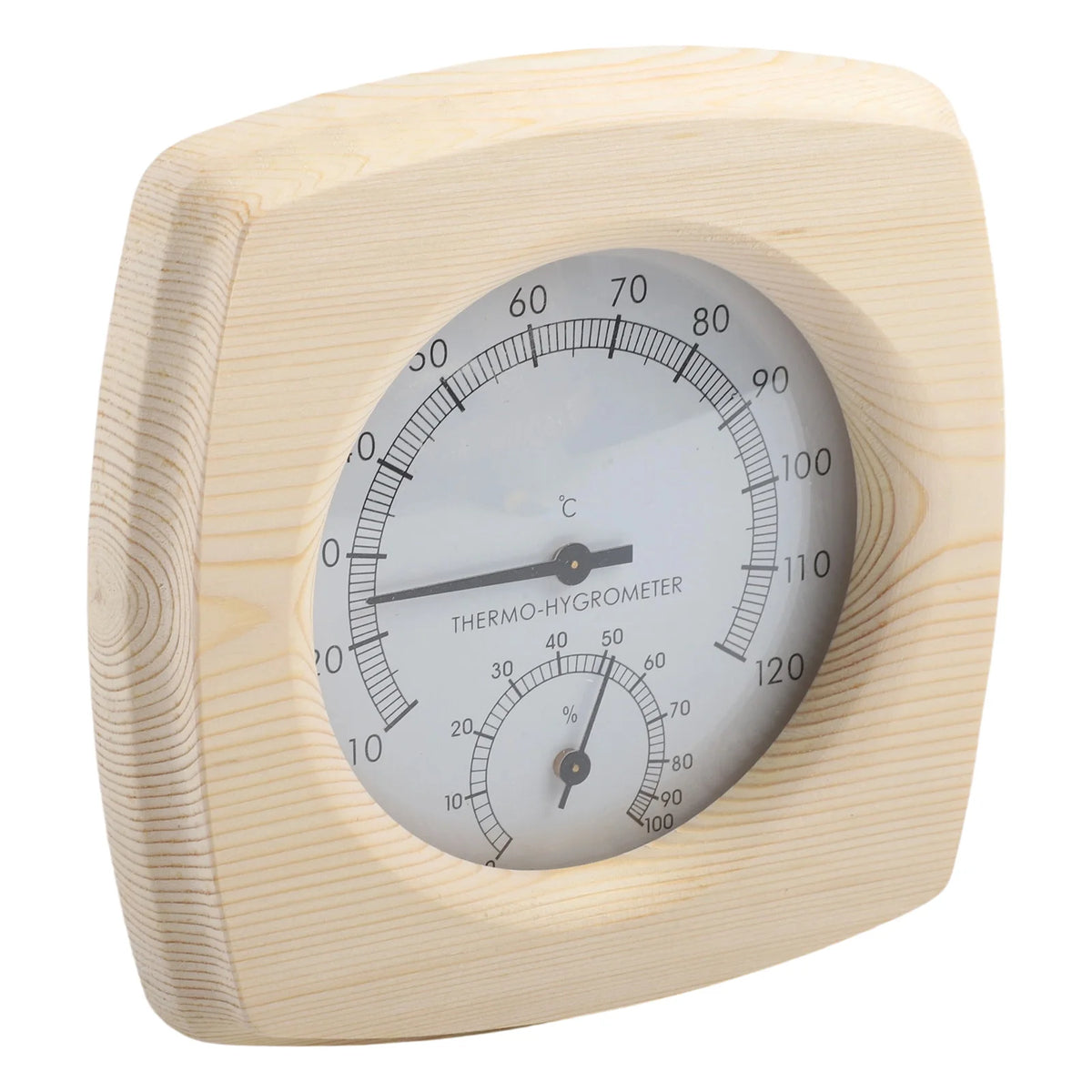 140 mm termometer och hygrometer i trä för bastu