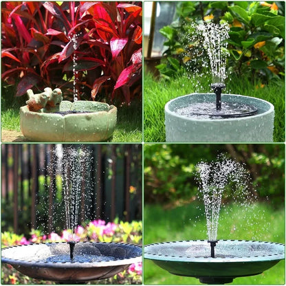 Soldriven Fontänpump för Trädgård och Fågelbad – 6 Munstycken, 1W/1,5W/2,5W