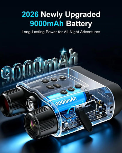 4K Night Vision Goggles with Holographic Display, Night Vision Binoculars 9000mAh Battery 1314 FT Range