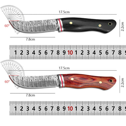Damascus Pattern Outdoor Utility Knife Survival & Camping Knife Fishing BBQ Cutting Tools