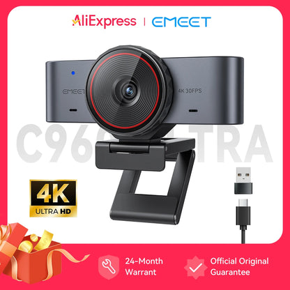 Webcam 4K Ultra HD with 1/1.5"Large Sensor & Metal Body,PC Accessories USB Camera for Online Meetings/Streaming/Content Creation