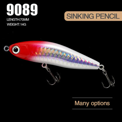 Pencil Warped Mouth Fish Sea Bass Bait Fake Bait 14G70MM Sinking Fishing Accessories Swimming Bait 3D Fish Eye