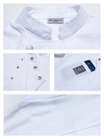 Catering Cooking White Shirt Restaurant Kitchen Chef T-shirt Baker Work Uniform Waiter Hotel Clothes Cook Jacket Cafe Overalls