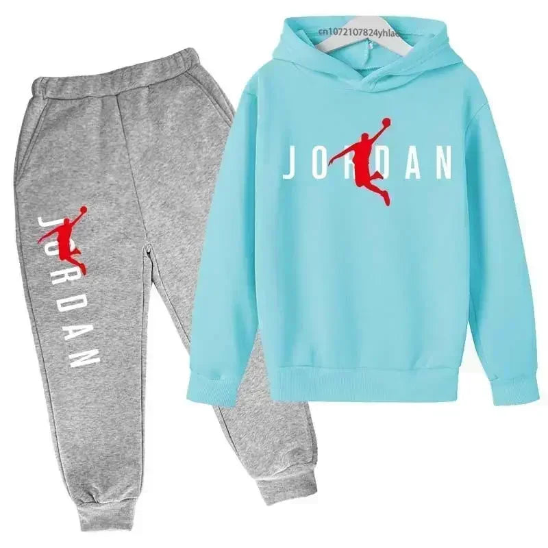 Kids Autumn Spring Trend Letter Print 2pcs Hoodie+Pants Tracksuits 3-13 Years Boys Girls Casual Outfits Children Clothes Sets