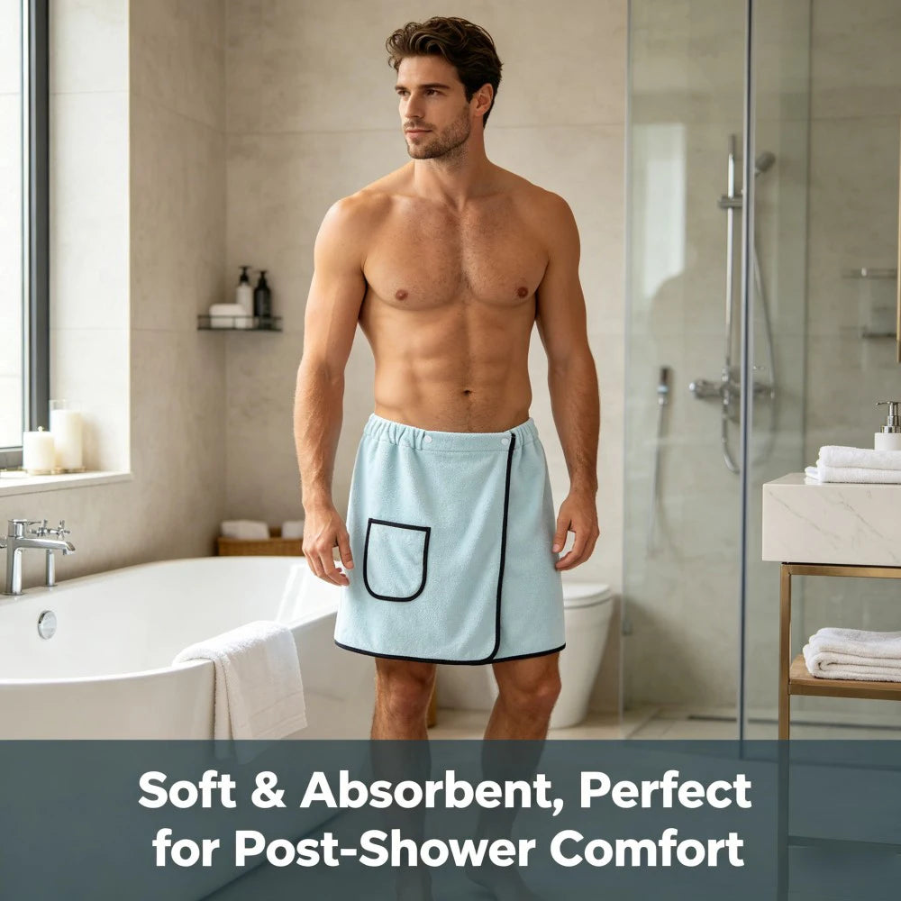 1Pcs Men's Quick Dry Bath Skirt 15.7x55.1in Sport Towel Wrap Adjustable Hands Free for Gym Swimming Sauna Changing Room Fitness
