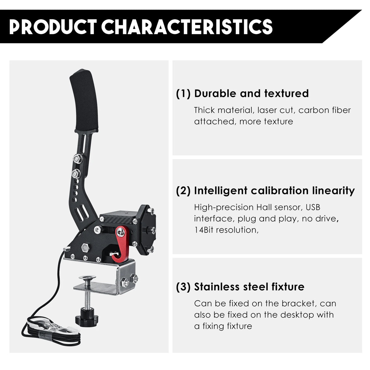 2-in-1 USB Handbrake ,64-bit USB handbrake for Racing Games Steering Wheel Stand G27 G29 G920 PC Supports PC Windows System