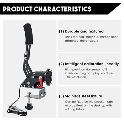 2-in-1 USB Handbrake ,64-bit USB handbrake for Racing Games Steering Wheel Stand G27 G29 G920 PC Supports PC Windows System