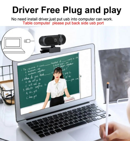 4K 2K Autofoucs Microphone Webcam 30fps Full HD for Gamer Live Video Calling Online Meeting Driver Free USB Plug Privacy Cover