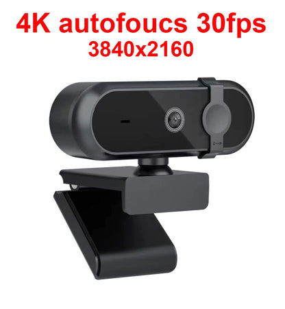 4K 2K Autofoucs Microphone Webcam 30fps Full HD for Gamer Live Video Calling Online Meeting Driver Free USB Plug Privacy Cover