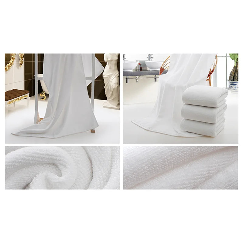 Super large pure cotton bath towel High absorbent white bath towel Multi-functional towel Hotel beauty salon cotton bath towel