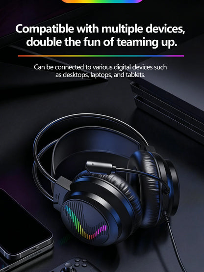 AKKHOO Gaming Headset 3,5mm RGB – 360° Roterbar Mikrofon Minnesskum CE/RoHS Internetcafé Gaming Svart Vit